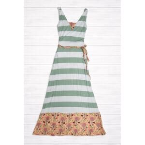 Matilda Jane Women’s size small  Green & White Striped Maxi Dress